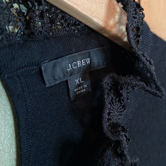 J Crew Black Wool Sweater with lacy collar - Picture 3 of 5